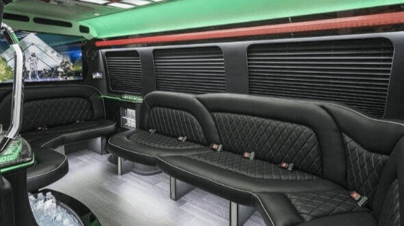 Interior of Bentonville Party Bus Company's 14 Passenger Sprinter Limousine in Bentonville