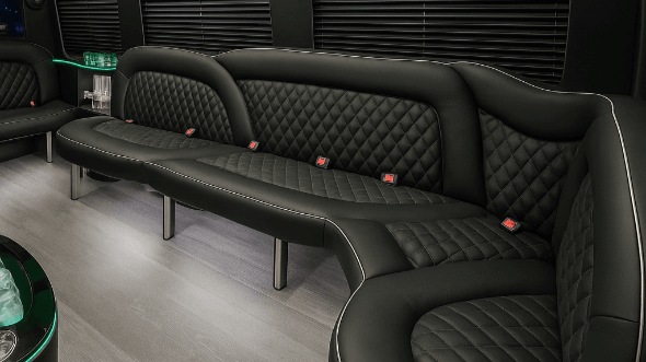 Interior of Cabot Party Bus Company's 15 Passenger Party Bus in Cabot