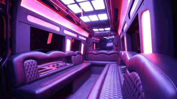 Interior of Little Rock Party Bus Company's 15 Passenger Party Bus in Little Rock