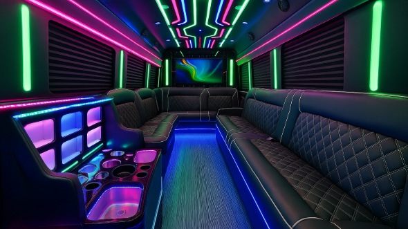 Interior of Bella Vista Party Bus Company's 20 Passenger Party Bus in Bella Vista