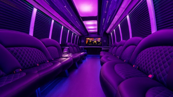 Interior of Fayetteville Party Bus Company's 40 Passenger Party Bus in Fayetteville