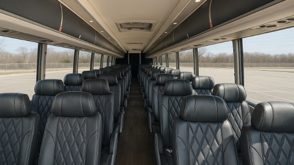 Interior of Arkansas Party Bus Company's 44 Passenger Charter Bus in Arkansas