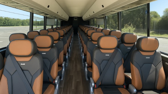 Interior of Arkansas Party Bus Company's 45 Passenger Charter Bus in Arkansas