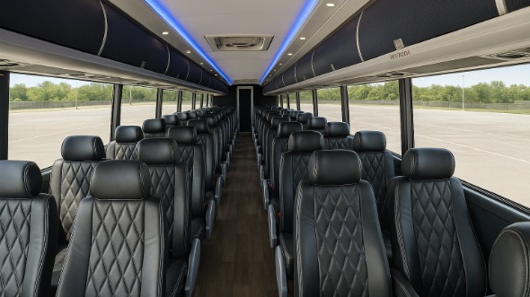 Interior of Arkansas Party Bus Company's 47 Passenger Charter Bus in Arkansas