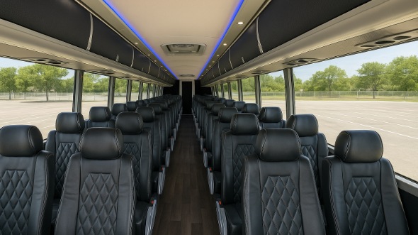 Interior of Arkansas Party Bus Company's 51 Passenger Charter Bus in Arkansas