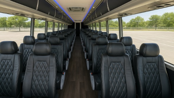 Interior of Arkansas Party Bus Company's 54 Passenger Charter Bus in Arkansas