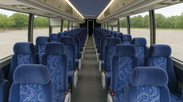 Interior of Arkansas Party Bus Company's 55 Passenger Charter Bus in Arkansas