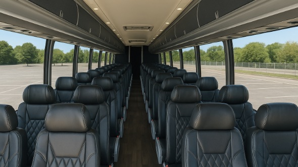 Interior of Arkansas Party Bus Company's 56 Passenger Charter Bus in Arkansas